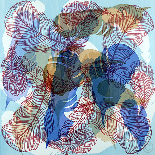 Floating Feathers - screenprint by Ruth de Monchaux