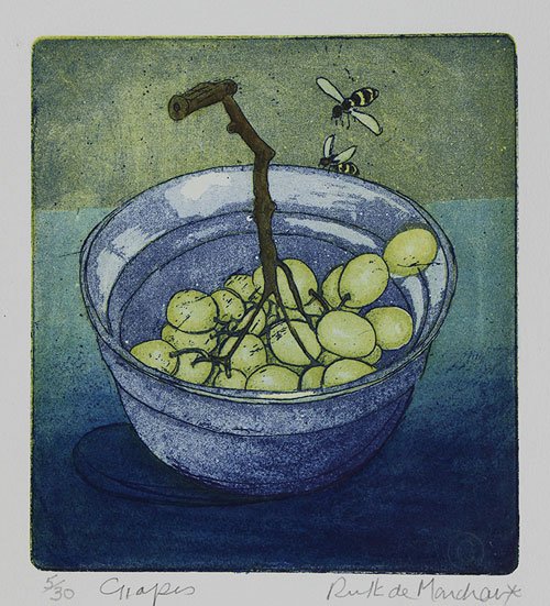 Grapes - etching by Ruth deMonchaux