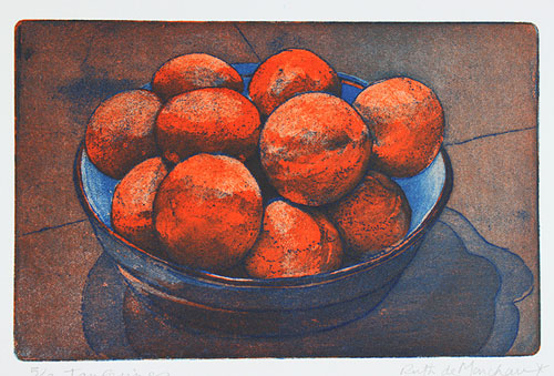 tangerines - etching by Ruth deMonchaux